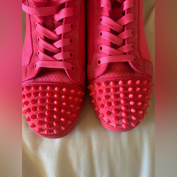 Christian Louboutin Hot Pink Spiked Sneakers size 42 - Picture 9 of 13